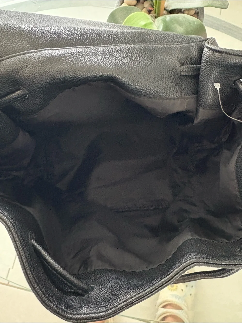 Victoria's Secret Black Drawstring Flap Backpack